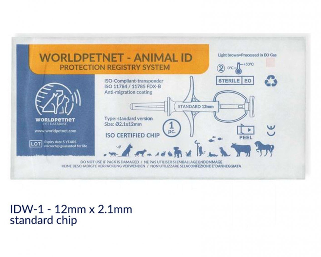 PET MICROCHIP FOR ANIMAL IDW-1 (CODE 900) 12MMX2.1MM STANDARD - microchip for dog, animals, pet identification reader #13