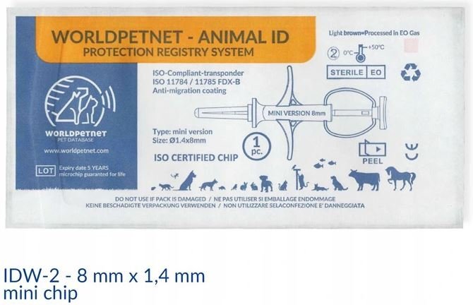 STRZYKAWKA Z MIKROCZIPEM IDW-2 (KOD 616) 8MMX1.4MM MINI - microchip for dog, animals, pet identification reader #13